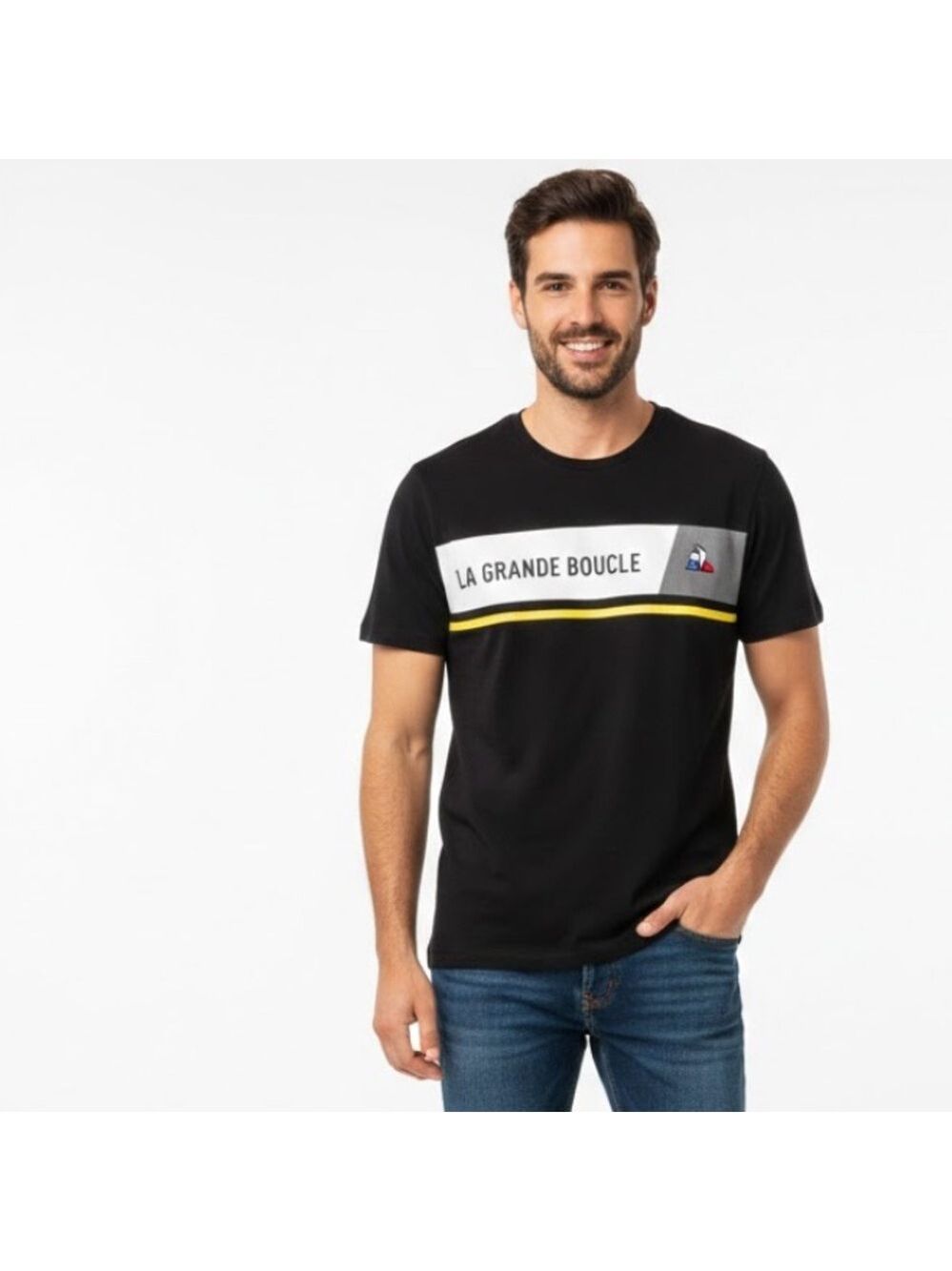 Le Coq Sportif Tour de France "La Grande Boucle" Black T-Shirt - Size XL